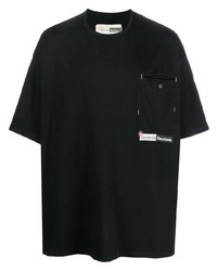 schwarzes T-Shirt mit einem Rundhalsausschnitt von Incotex