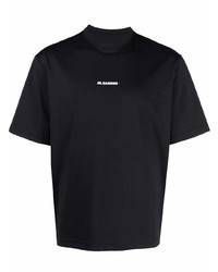 schwarzes T-Shirt mit einem Rundhalsausschnitt von Jil Sander