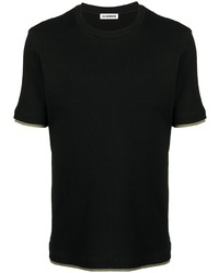 schwarzes T-Shirt mit einem Rundhalsausschnitt von Jil Sander