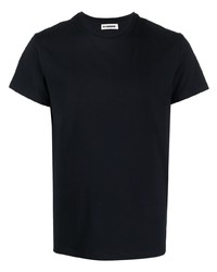 schwarzes T-Shirt mit einem Rundhalsausschnitt von Jil Sander