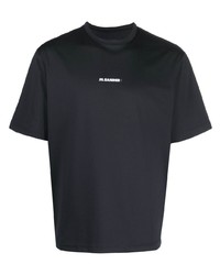 schwarzes T-Shirt mit einem Rundhalsausschnitt von Jil Sander