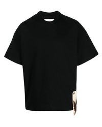 schwarzes T-Shirt mit einem Rundhalsausschnitt von Jil Sander