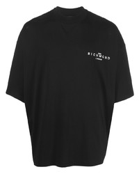 schwarzes T-Shirt mit einem Rundhalsausschnitt von John Richmond
