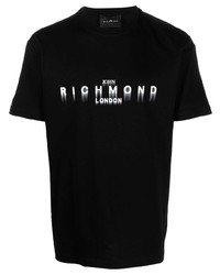 schwarzes T-Shirt mit einem Rundhalsausschnitt von John Richmond