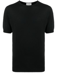 schwarzes T-Shirt mit einem Rundhalsausschnitt von John Smedley