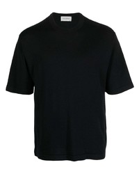 schwarzes T-Shirt mit einem Rundhalsausschnitt von John Smedley