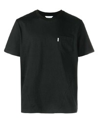 schwarzes T-Shirt mit einem Rundhalsausschnitt von JUNTAE KIM