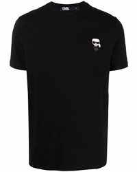 schwarzes T-Shirt mit einem Rundhalsausschnitt von Karl Lagerfeld