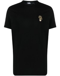 schwarzes T-Shirt mit einem Rundhalsausschnitt von Karl Lagerfeld