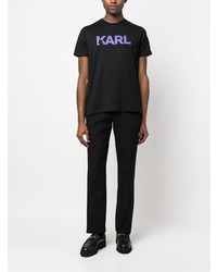 schwarzes T-Shirt mit einem Rundhalsausschnitt von Karl Lagerfeld