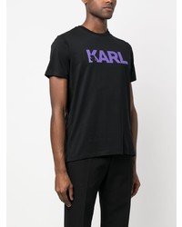 schwarzes T-Shirt mit einem Rundhalsausschnitt von Karl Lagerfeld