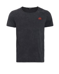 schwarzes T-Shirt mit einem Rundhalsausschnitt von KINGKEROSIN