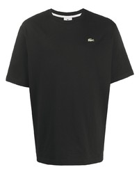 schwarzes T-Shirt mit einem Rundhalsausschnitt von lacoste live