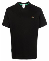 schwarzes T-Shirt mit einem Rundhalsausschnitt von lacoste live