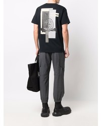 schwarzes T-Shirt mit einem Rundhalsausschnitt von Stone Island