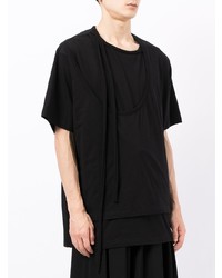 schwarzes T-Shirt mit einem Rundhalsausschnitt von Yohji Yamamoto