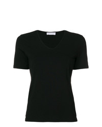schwarzes T-Shirt mit einem Rundhalsausschnitt von Le Tricot Perugia