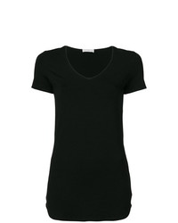 schwarzes T-Shirt mit einem Rundhalsausschnitt von Le Tricot Perugia
