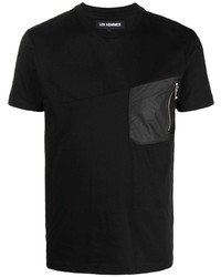 schwarzes T-Shirt mit einem Rundhalsausschnitt von Les Hommes