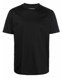 schwarzes T-Shirt mit einem Rundhalsausschnitt von Les Hommes