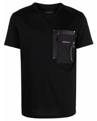 schwarzes T-Shirt mit einem Rundhalsausschnitt von Les Hommes