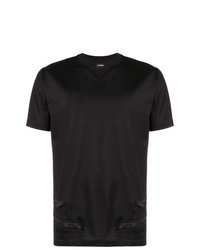 schwarzes T-Shirt mit einem Rundhalsausschnitt von Les Hommes