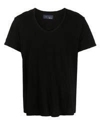 schwarzes T-Shirt mit einem Rundhalsausschnitt von Les Tien