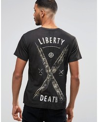 schwarzes T-Shirt mit einem Rundhalsausschnitt von Religion