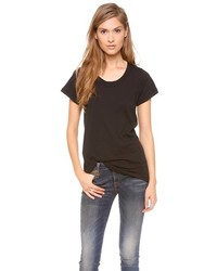 schwarzes T-Shirt mit einem Rundhalsausschnitt von LnA