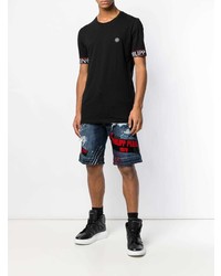 schwarzes T-Shirt mit einem Rundhalsausschnitt von Philipp Plein