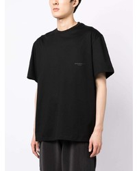 schwarzes T-Shirt mit einem Rundhalsausschnitt von Wooyoungmi