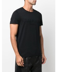 schwarzes T-Shirt mit einem Rundhalsausschnitt von Balmain