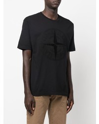 schwarzes T-Shirt mit einem Rundhalsausschnitt von Stone Island