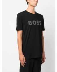 schwarzes T-Shirt mit einem Rundhalsausschnitt von BOSS