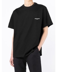 schwarzes T-Shirt mit einem Rundhalsausschnitt von Wooyoungmi