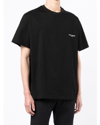 schwarzes T-Shirt mit einem Rundhalsausschnitt von Wooyoungmi