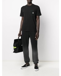 schwarzes T-Shirt mit einem Rundhalsausschnitt von Stone Island