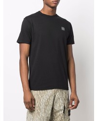 schwarzes T-Shirt mit einem Rundhalsausschnitt von Stone Island