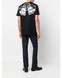 schwarzes T-Shirt mit einem Rundhalsausschnitt von Philipp Plein