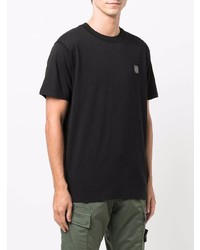 schwarzes T-Shirt mit einem Rundhalsausschnitt von Stone Island