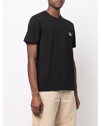 schwarzes T-Shirt mit einem Rundhalsausschnitt von MAISON KITSUNÉ