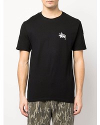 schwarzes T-Shirt mit einem Rundhalsausschnitt von Stussy