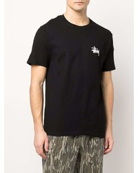 schwarzes T-Shirt mit einem Rundhalsausschnitt von Stussy