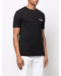 schwarzes T-Shirt mit einem Rundhalsausschnitt von Balmain