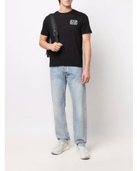 schwarzes T-Shirt mit einem Rundhalsausschnitt von Ea7 Emporio Armani