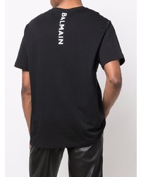 schwarzes T-Shirt mit einem Rundhalsausschnitt von Balmain