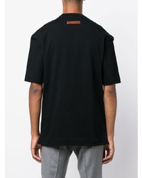 schwarzes T-Shirt mit einem Rundhalsausschnitt von Zegna