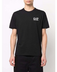 schwarzes T-Shirt mit einem Rundhalsausschnitt von Ea7 Emporio Armani