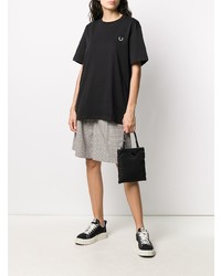 schwarzes T-Shirt mit einem Rundhalsausschnitt von Raf Simons X Fred Perry