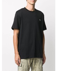 schwarzes T-Shirt mit einem Rundhalsausschnitt von Raf Simons X Fred Perry